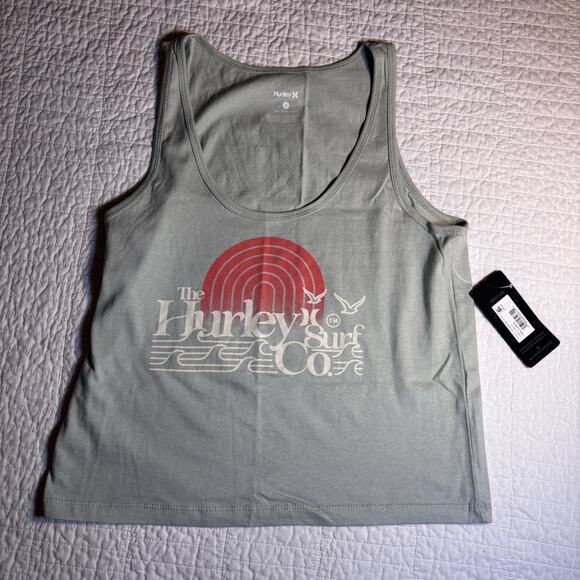 NWT Hurley The Hurley Surf Co. Light Mint Graphic Tank Top Women's Size Large - Picture 1 of 4